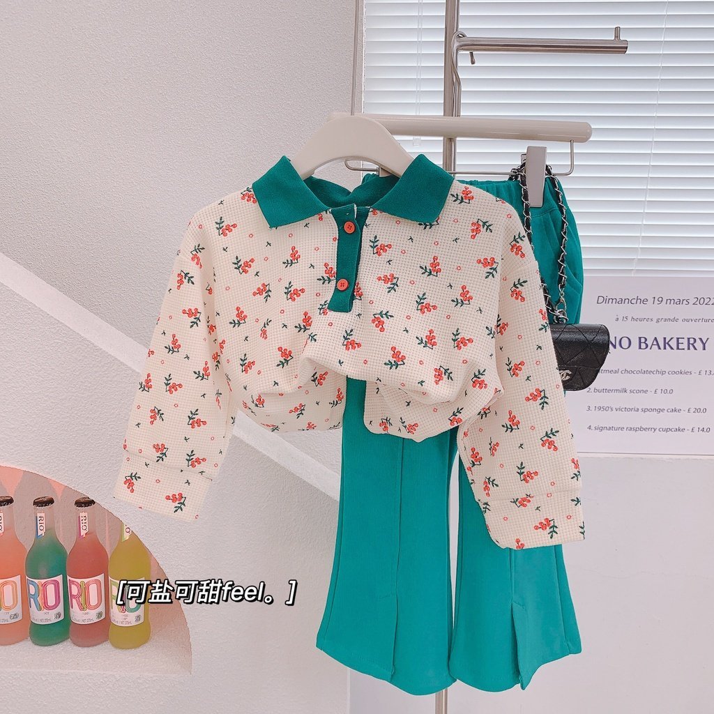 Setelan Anak 4th - 10th Set Anak Perempuan Blouse + Celana Cutbray Panjang
